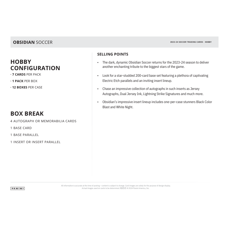 2023/24 Panini Obsidian Soccer Hobby Box